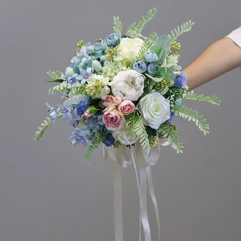Style 1 JaneVini Элегантный Искусственный Свадебный букет s искусственные розы из шелка Свадебный букет эвкалипта Свадебный букет аксессуары - Цвет: Style 1