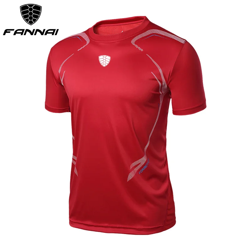 FANNAI Men T Shirt Sport Tops Tees Quick Dry Fitness Gym t shirt Short sleeve Men's Running Shirts Jerseys Sportswear Workout - Цвет: FN004Red