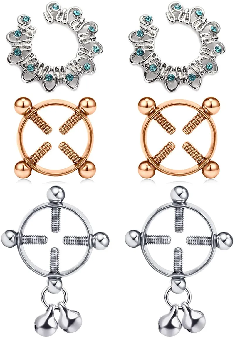 Кольца JFORYOU из нержавеющей стали для имитации сосков регулируемые ювелирные