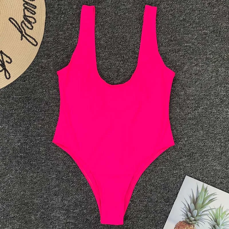 Sexy 2020 Scoop Back High Leg Cut One Piece Swimsuit Women Swimwear Female Red Rose Black Bather Bathing Suit Swim Wear Monokini