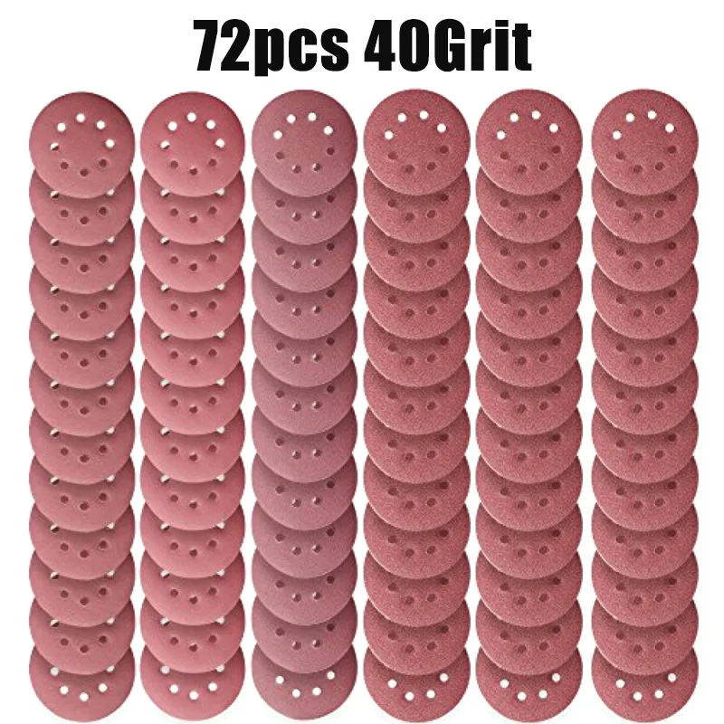 

5 Inch Hook& Loop Sanding Discs Sandpaper Sand Paper Polishing Pads Grit 40/60/80/180/240/320/40+60+80+180+240+320 Per 12pcs
