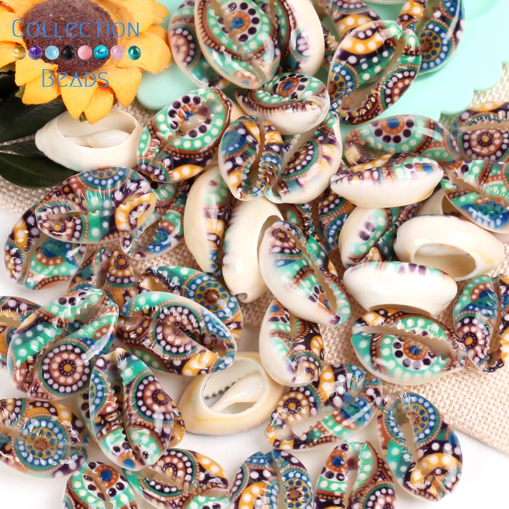 Natural Seashell Cowrie Conch Loose Spacer Beads for Jewelry Making Bracelet 10Pcs