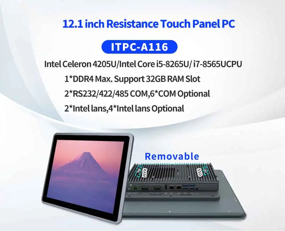 12.1 Inch Fanless Intel Celeron 4205U Resistance Touch Panel PC Description Image.This Product Can Be Found With The Tag Names Computer Office, Desktops AIO, Resistance touch