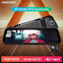 AWESAFE ADAS Android 8,1 поток медиа зеркало заднего вида gps камера-навигатор 4G Wifi заднего вида 1080P Автомобильный видеорегистратор