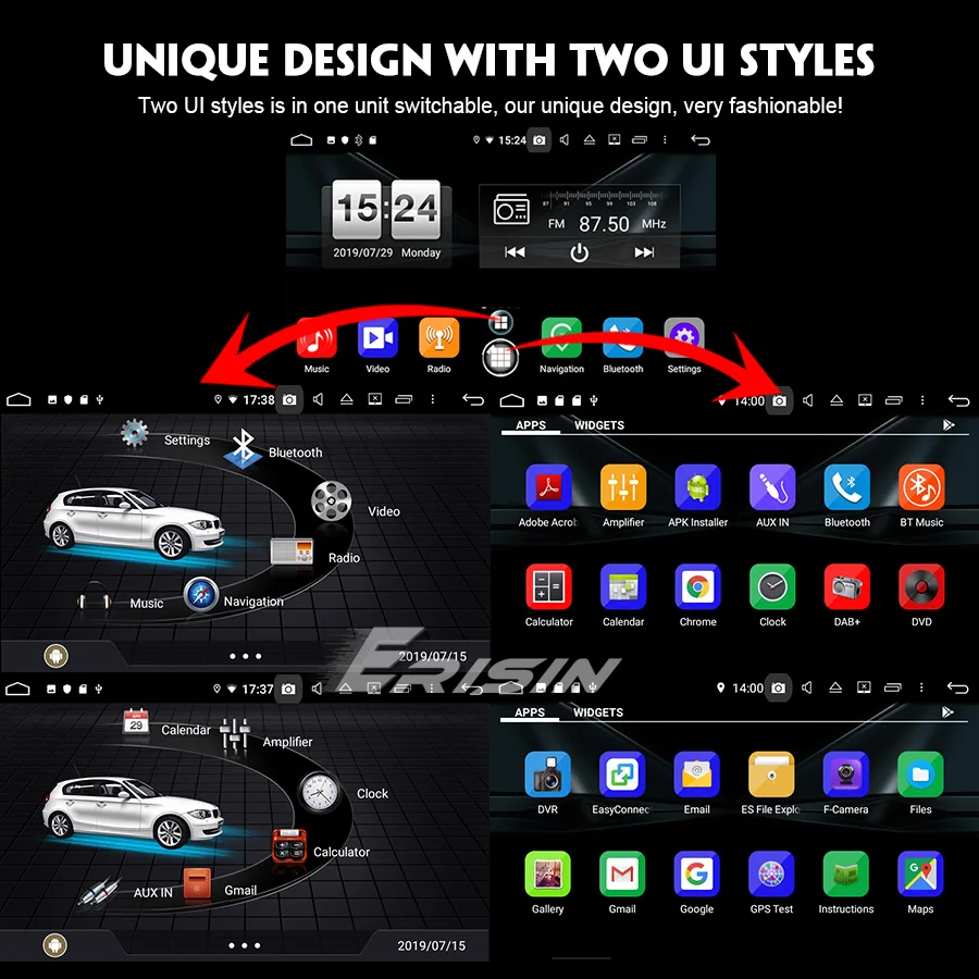 Sale Erisin ES7715V 7 inch Android 9.0 Octa Core 4GB RAM Car DVD Radio BT for Passat Golf Tiguan Eos Seat Skoda 4