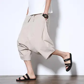 

Men Harajuku Harem Pants 2020 Mens Summer Cotton Linen Joggers Pants Male Vintage Chinese Style Sweatpants Fashions Line Trouser