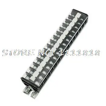 

660V 20A 15 Positions Rail Mount Covered Screw Terminal Strip Block