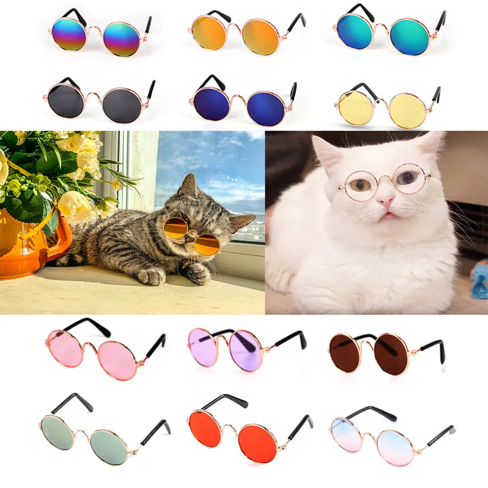 Artículo caliente Gafas para gatos y mascotas adorables, productos para gatos y mascotas, gafas de sol de juguete para perros, accesorios para fotos, gafas redondas 1gNWbzgMJgN