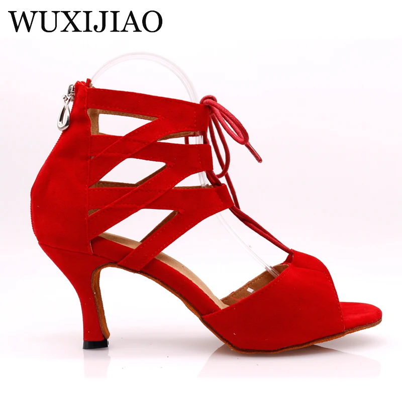 WUXIJIAO New Red and Glod Flash Bushasha Soft Dance Shoes Latin Bottoms Kizomba Tango Ballroom Dance Shoes