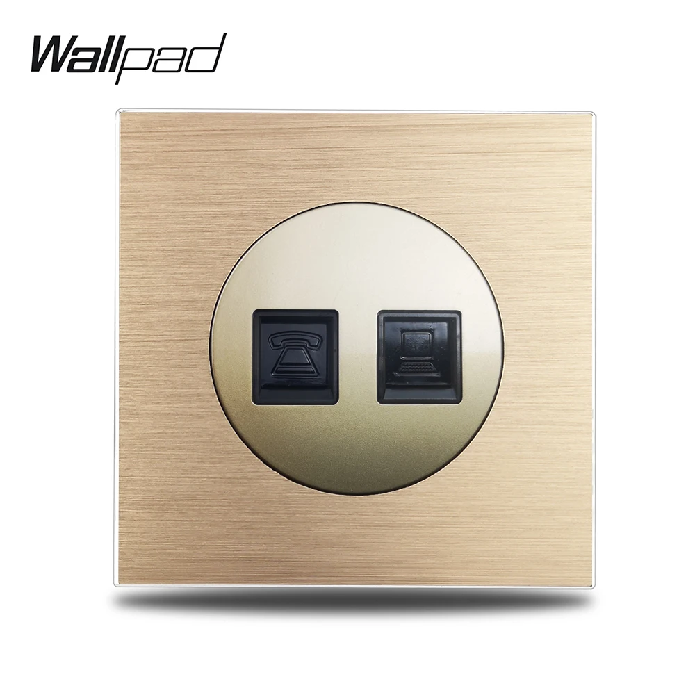 Wallpad L6 золотистый телефонный телефон RJ11 интернет CAT6 компьютер данных RJ45 Jack