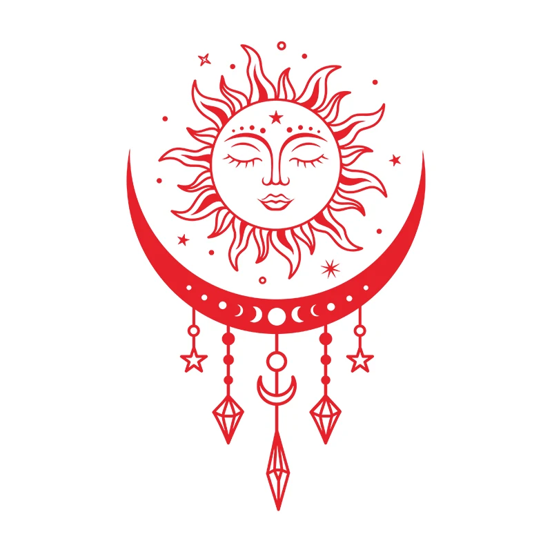 Celestial Boho Mystical Magic Wall Decals - Sun and Moon Vinyl Art Stickers
