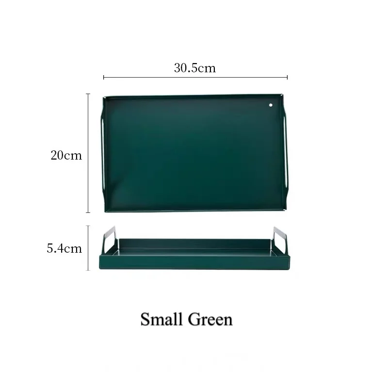 small green Металлический поднос в скандинавском стиле, поднос для сервировки ювелирных изделий, кухонные поддоны для хранения вина, поднос для сервировки вина, ретро блюдо для хранения, органайзер для кексов - Цвет: small green