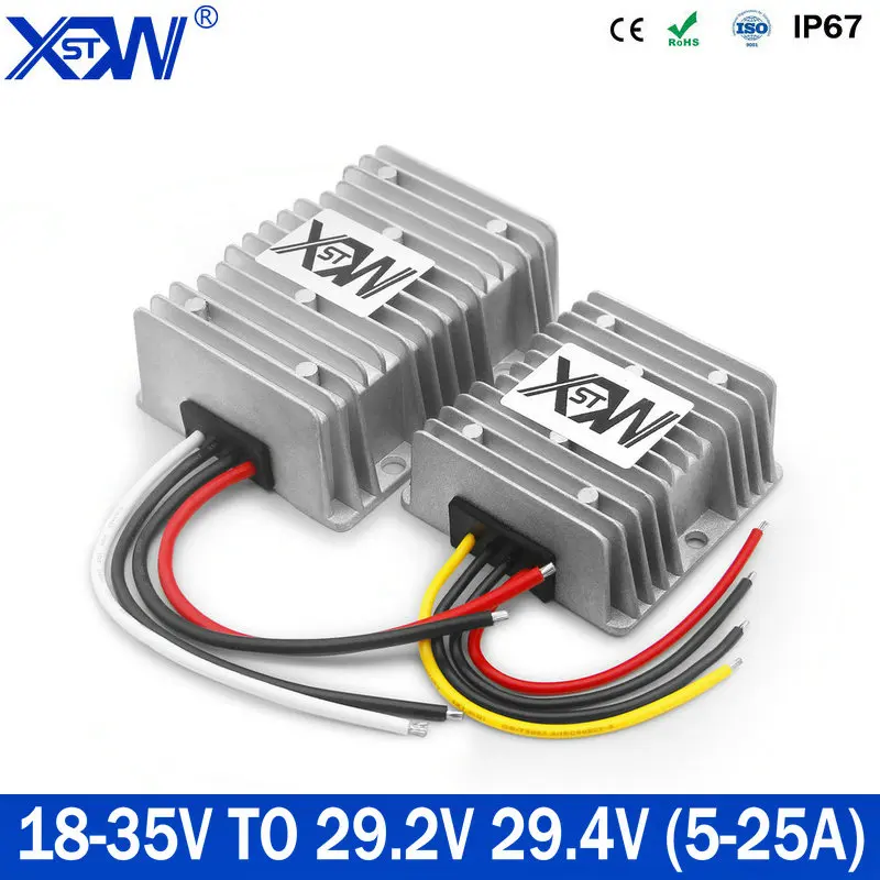 

DC DC Converter Charger 18-35V 12V to 29.2V 29.4V 25A Boost Buck Voltage Regulator Constant Current Output for Battery Charging