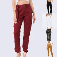 Aliexpress - 2021 Summer Women  Pants Solid Color Camouflage Print Casual Slim Cargo Pants Multi Pockets Mid Rise Ankle Tie Pants Streetwear