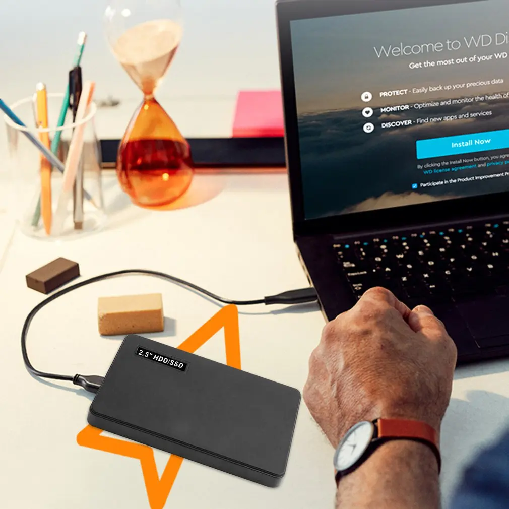 2,5 дюймовый внешний корпус для жесткого диска USB3.0 SATA жесткий диск черный чехол для ноутбука ПК Ультратонкий металлический