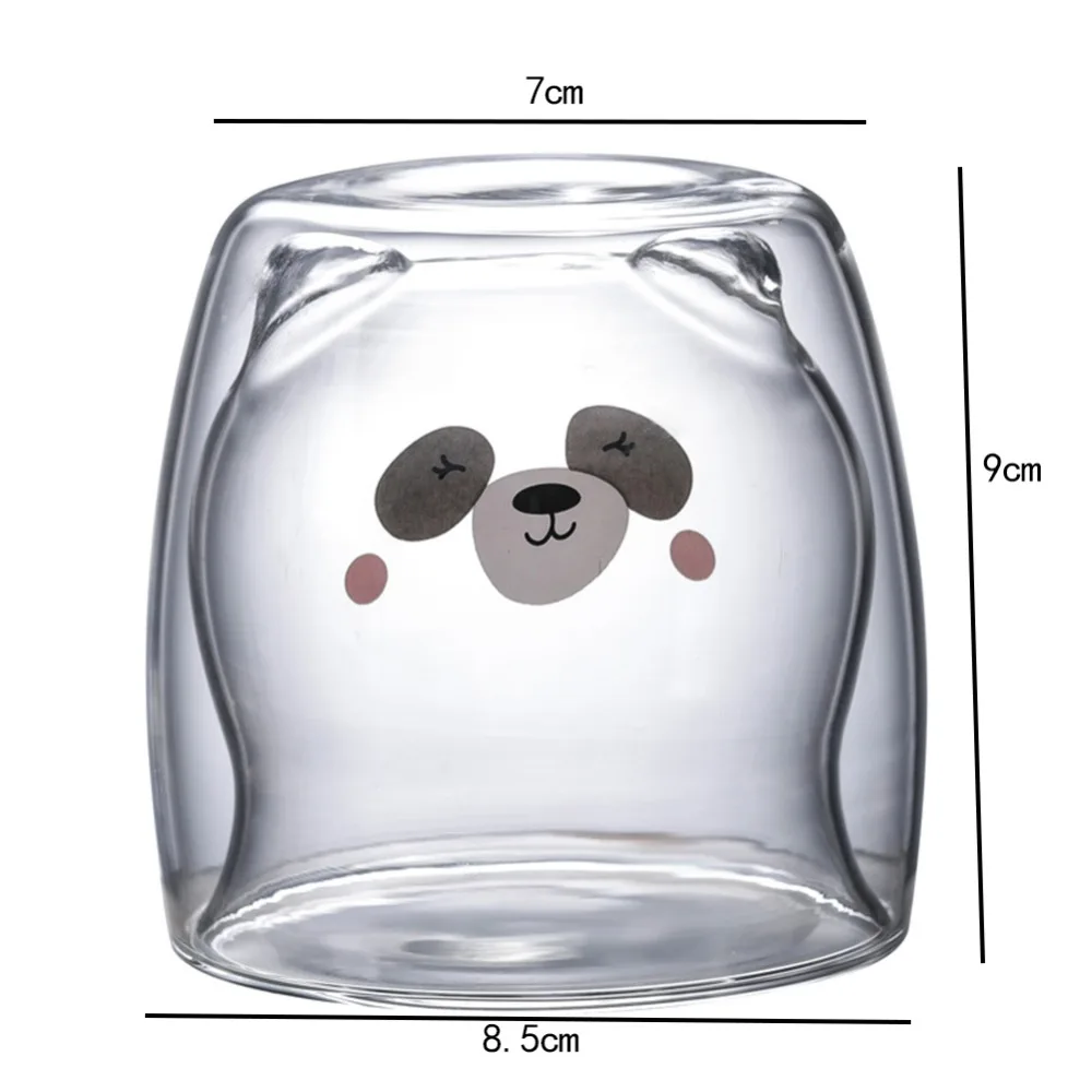 3D прозрачная стеклянная кружка с двойными стенками, мультяшный медведь, кошка, утка, кофейная кружка, Молочный Сок, милая чашка, отправить подруге подарок, стеклянная чашка для сока