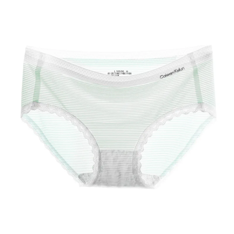 Caiwen Kelun Women's Breathable Underwear Ice Silk Seamless Ultra-thin Breathable Antibacterial Lace edge 4 Pcs Gift Box Briefs