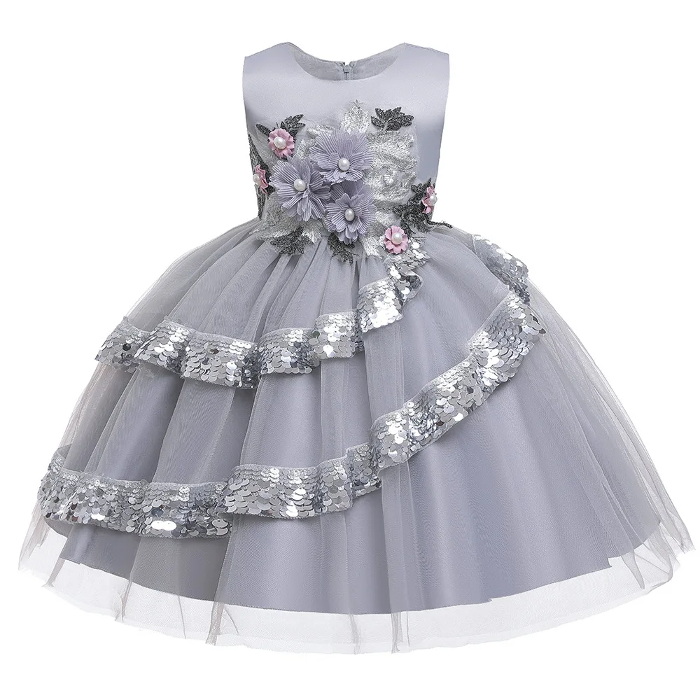 Детские платья для девочек на день рождения, праздничное платье для девочек, свадебное платье для девочек, платье принцессы с цветочным узором, детская одежда