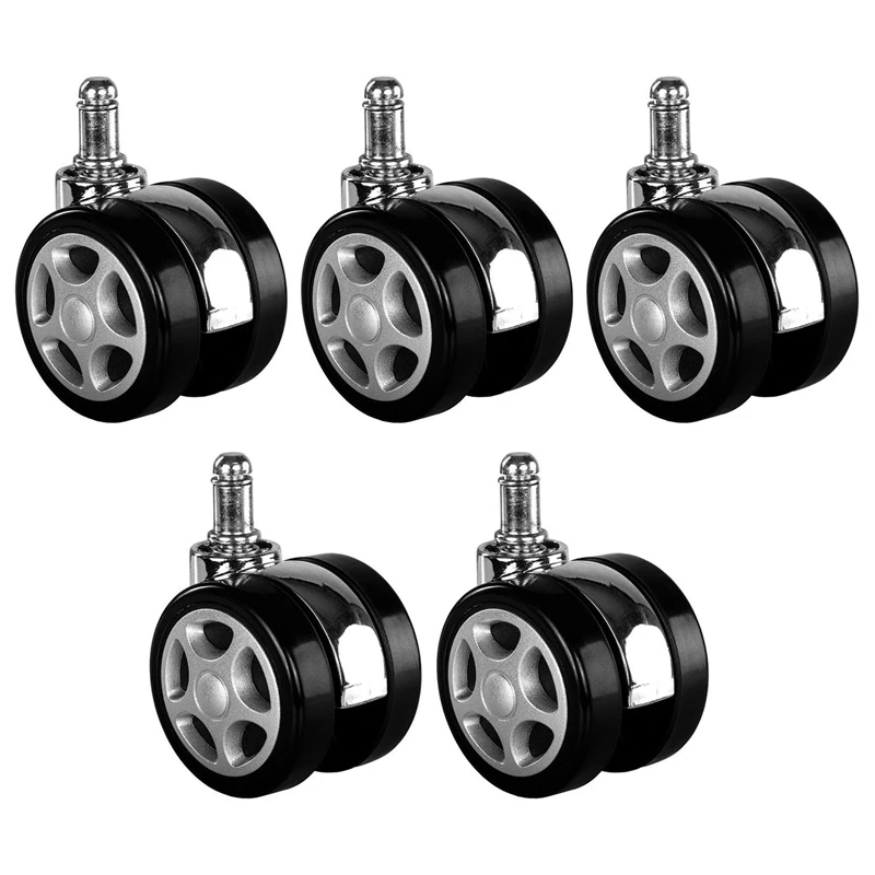

Set of 5 office chairs, universal for hard floors and carpet, racing design, XL castors 60 mm
