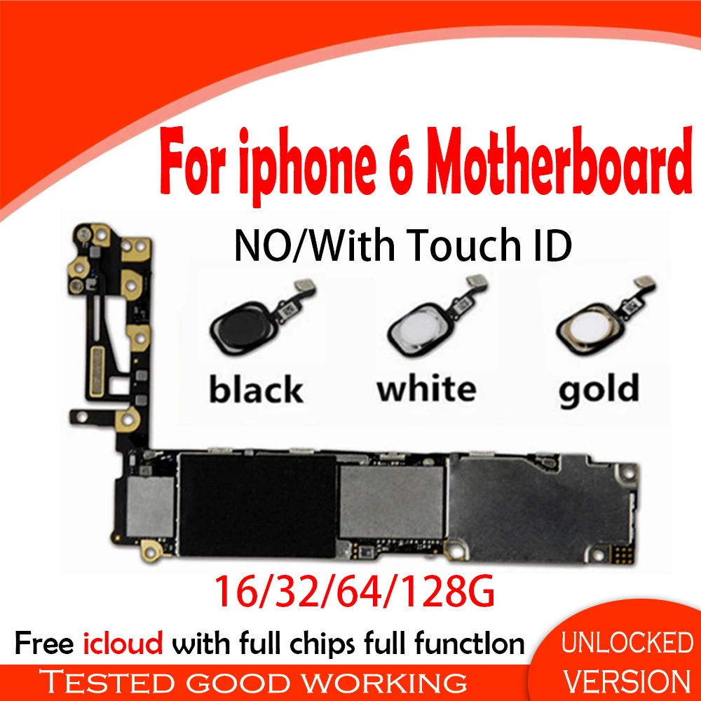 NOT ID Locked Unlocked for iPhone 6 Motherboard without / with Touch Logic Boards IOS Fingerprint function | Мобильные телефоны и