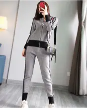 

Ribbed Printed Tracksuit 2 Piece Pant Suits for Women Autumn Winter Knitted Long Sleeve Two Piece Set Top and Pants Suit Outwear