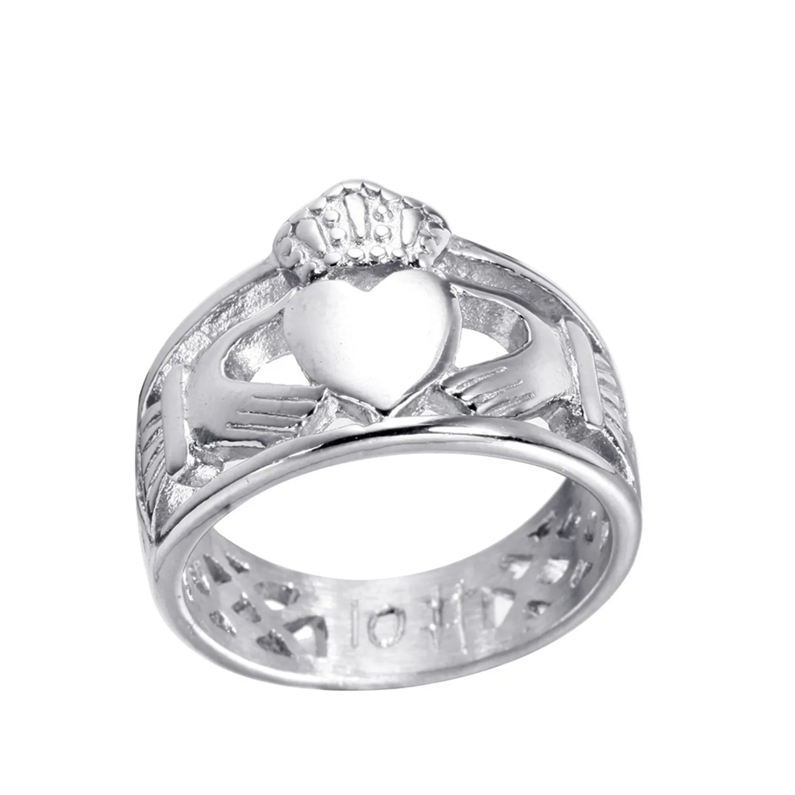 de Claddagh Para Hombre Steel for Men and Women Celtic Ireland Symbol Jewelry Hollowed Heart Crown - AliExpress