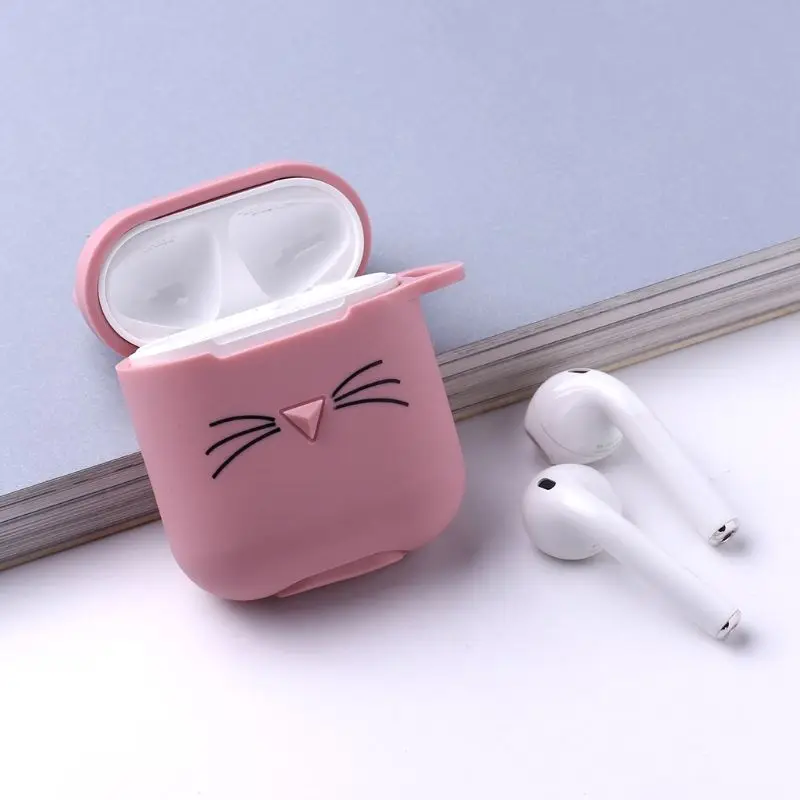 Борода кошка защитный чехол Мягкий силиконовый чехол с карабином для Airpods гарнитура A5YA