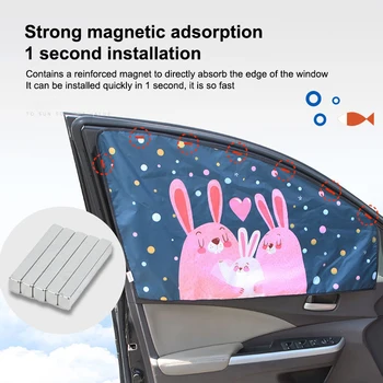

Magnetic Car Side Window Cute Cartoon Car Window Curtain Sunscreen Insulation Auto Sun Shade Curtains 50 X 78cm
