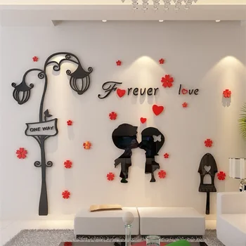 

1pc Street Lamp Love 3d Acrylic Crystal Wall Sticker Wedding Room Wall Mural Home Decor Room Decals Wallpaper 3d Stickers B