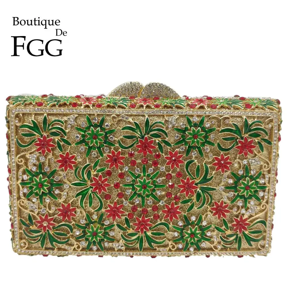 

Boutique De FGG вечерние сумки Minaudiere с кристаллами и цветами для свадьбы, вечеринки, коктейля, Женский кошелек-клатч