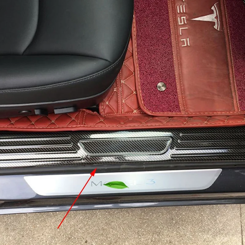 4Pcs Black Stainless Steel Door Sill Scuff Plate Car Welcome Pedal Sill for Tesla Model 3