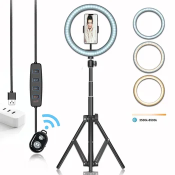 

26CM LED Ring Light with Tripod Dimmable Fill Lamp Selfie Hoops Lights for Phone Livestreaming Photography Makeup Video Photo