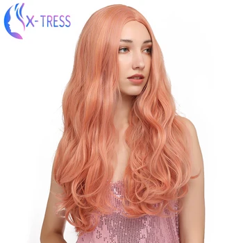 

X-TRESS Synthetic Lolita Pink Wigs For Women 26 inch Loose Wave 6 Color Available Wig Heat Resistant Fiber Halloween Cosplay Wig