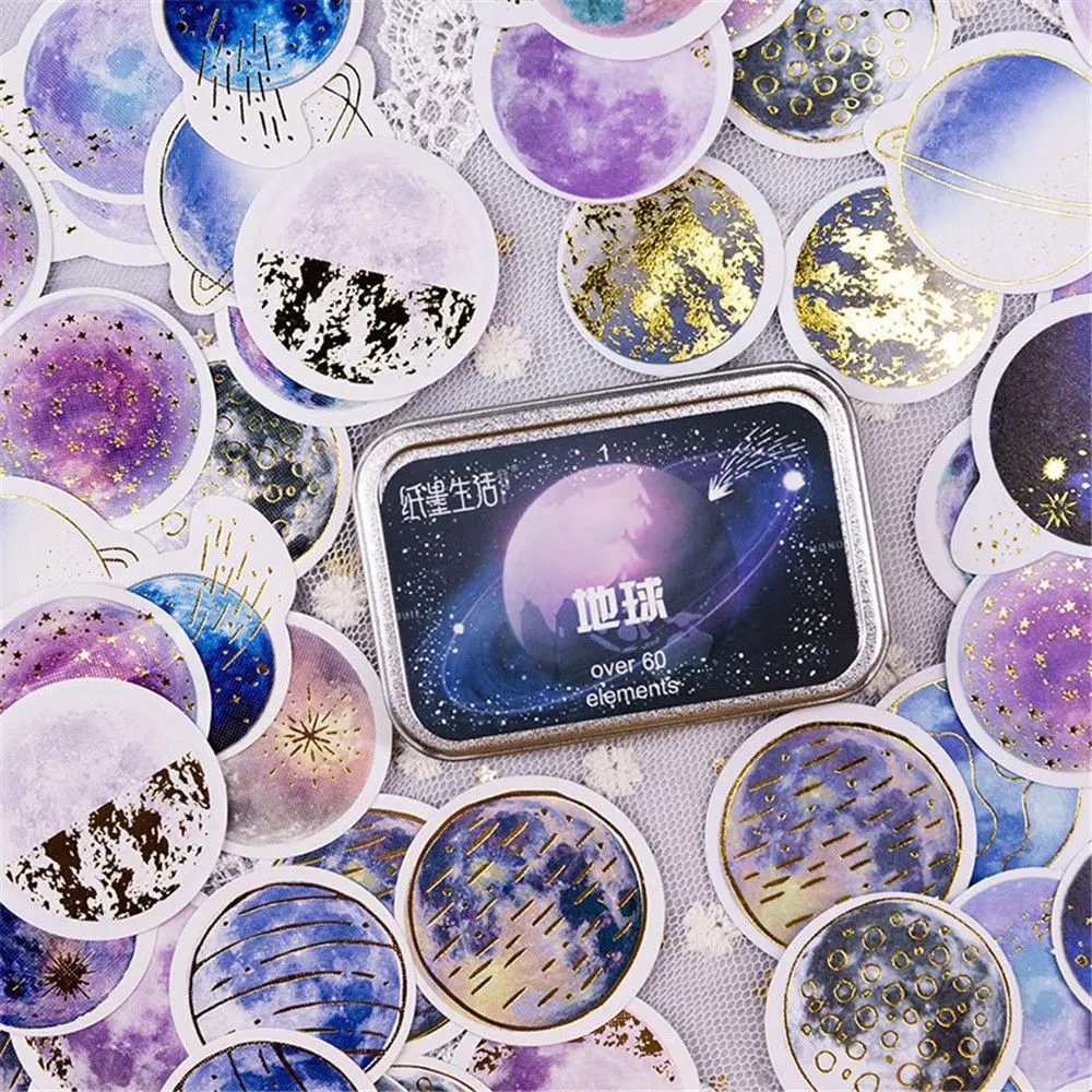 

60pcs Iron Box Fantasy Plants Series Stickers Kawaii DIY Diary Scrapbooking Phone Cups Sticker Self Adhesive Sealing Labels