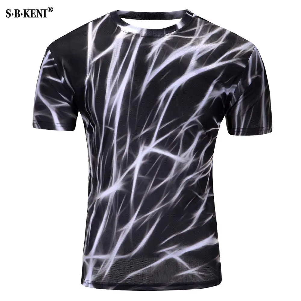 

New round neck t-shirt men's high-quality men's t-shirt short sleeve lightning flame 3d printing fashion handsome men's t-shirt