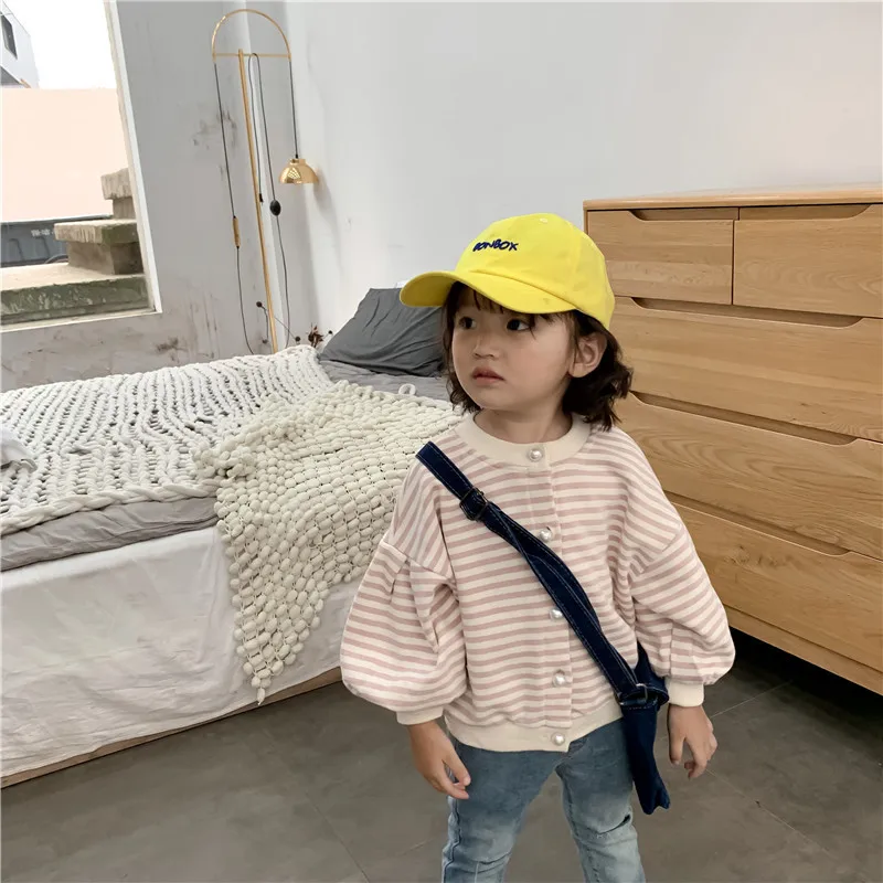 Свободное пальто для малышей 1, 2, 3, 4, 5, 6 лет простая однобортная детская верхняя одежда в полоску, пальто детская одежда на осень