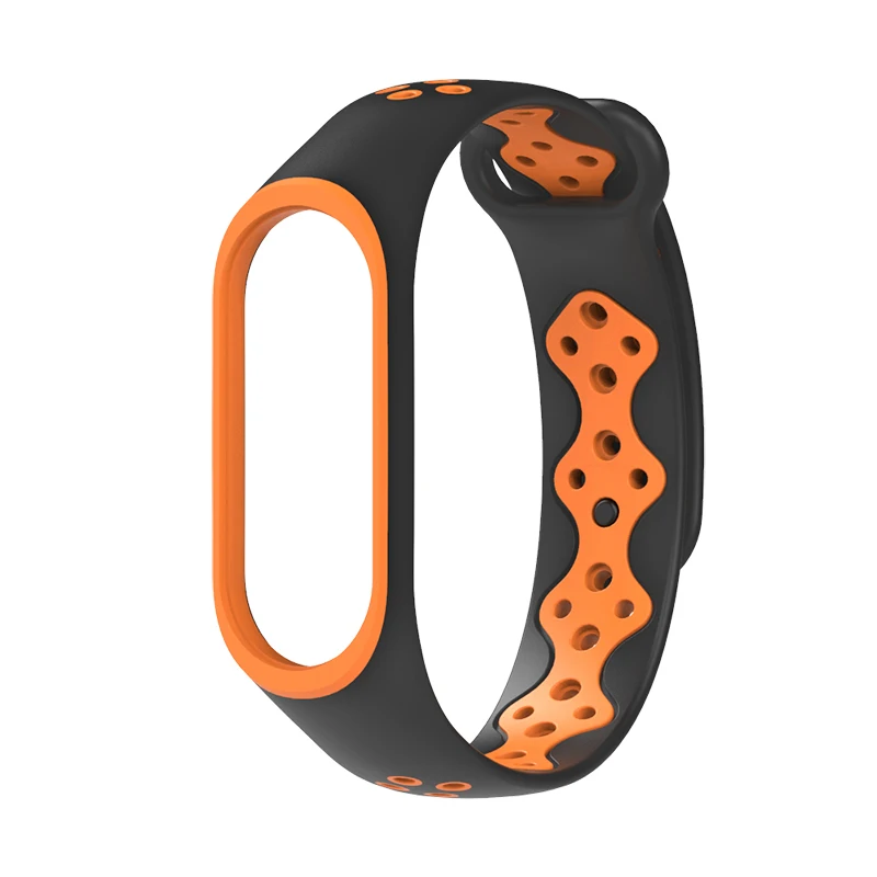 Black Orange Спортивный браслет для mi Band 3 4, ремешок на запястье, спортивный силиконовый браслет для mi band 4 3, Смарт-часы, браслет для Xiaomi mi band 3 4, ремешок - Цвет: Black Orange