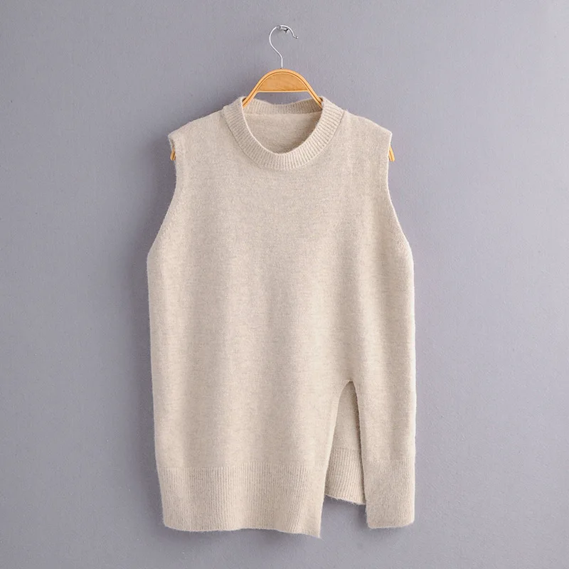 khaki Chu Sau beauty Новые Модные осенние зимние теплые свитера с круглым вырезом без рукавов Женские повседневные стильные шикарные вязаные жилеты женские - Цвет: khaki