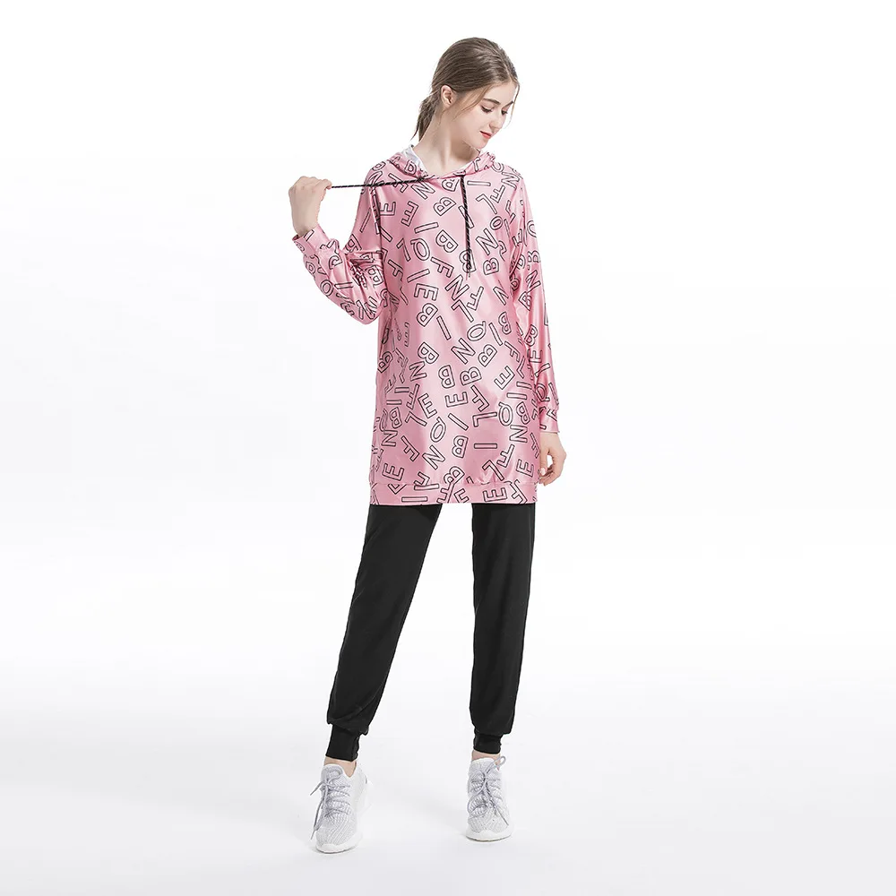 pink Свитер для упражнений; комплект из толстовки с капюшоном для Ближнего Востока и арабов - Цвет: pink