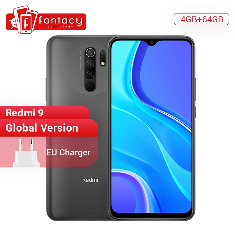 Globale Version Xiaomi Redmi 9 Handys Helio G80 32GB 64GB 6.53 ”FHD + Bildschirm 13MP AI quad Cams Smartphone 5020mAh