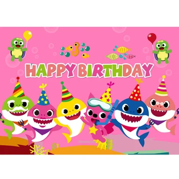 

Underwater world Shark 1st Birthday Party Backdrop girl Party Photography Background For Photo Studio props 7x5FT