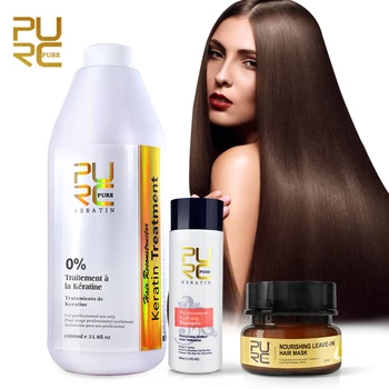 

PURC best straightening hair product brazilian keratin free formaldehyde and 100ml purifying shampoo and Leave-In Hair Mask