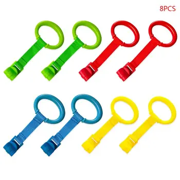 

8PCS Baby Learning Standing Crib Hand Ring Portable Toddler Bed Hanging Pull Ring