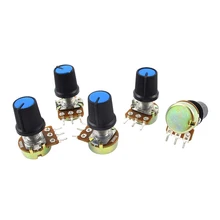 ProfessionalB500K 500K Ohm 3 Terminals Rotary Audio B Type Potentiometer 5Pcs