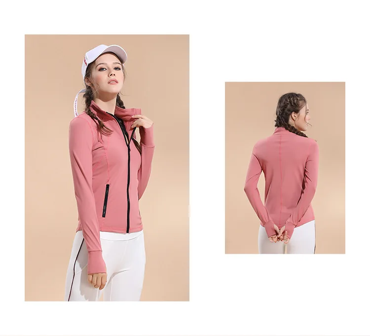 Стиль Slim Fit спортивное пальто Для женщин Эластичность застежка-молния бег Фитнес с длинным рукавом дышащий Быстросохнущий йога одежда пальто женщи