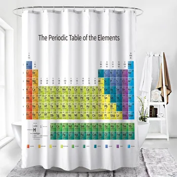

New Decorative Periodic Table Element Polyester Waterproof Shower Curtain Toilet Curtain Digital Printing Shower Cover Chemical