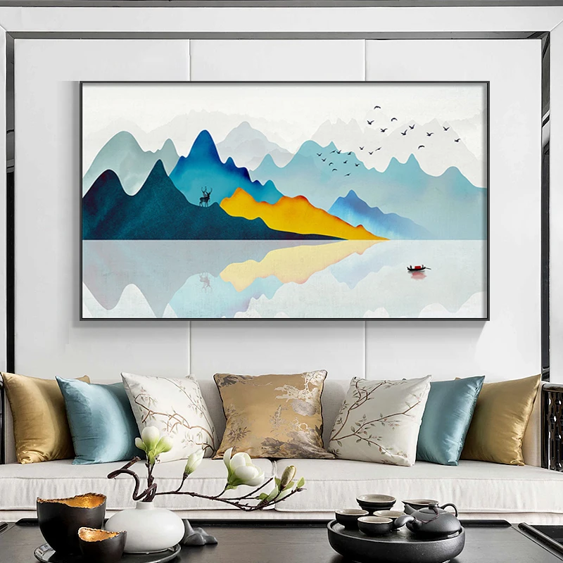 Paesaggi Moderni Montagne Dipinti Su Tela Poster E Stampe Su Tela Nuove Immagini Cinesi Per Soggiorno Camera Da Letto Home Deco