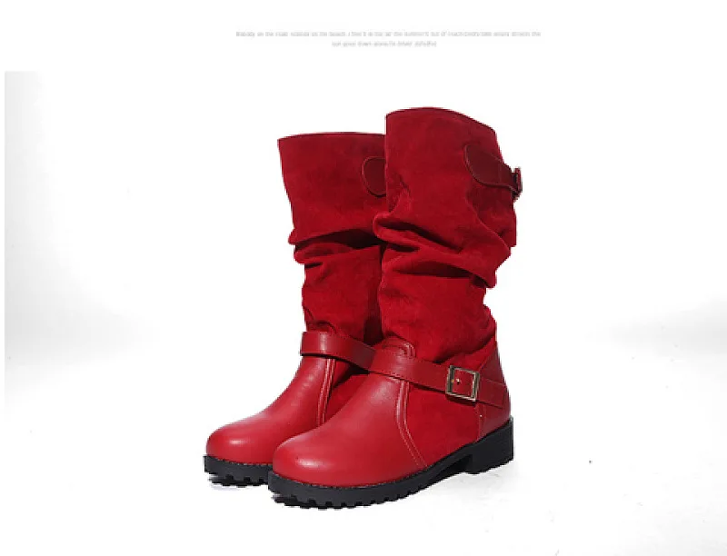 Botas mujer/женские сапоги до колена; винтажные сапоги для верховой езды из искусственной кожи на низком каблуке; женская обувь без застежки на платформе; большие размеры; chaussures