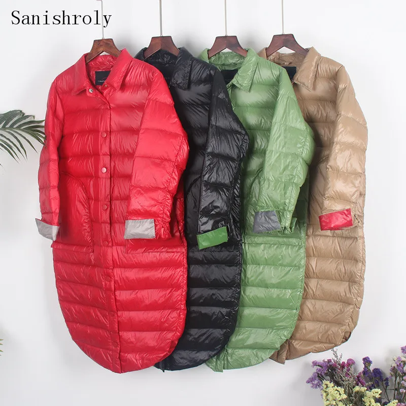 

Sanishroly New Autumn Women Long Jacket Casual Loose Ultra Light White Duck Down Coat Parka Ladies Winter Puffer Outwears SE1045