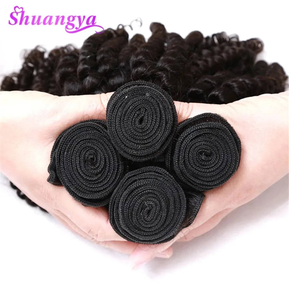Peruvian Bouncy Curly Human Hair Weaves 3 Bundles Funmi Hair Extensions Remy 100% Human Bundles Can Be Dyed And Bleached